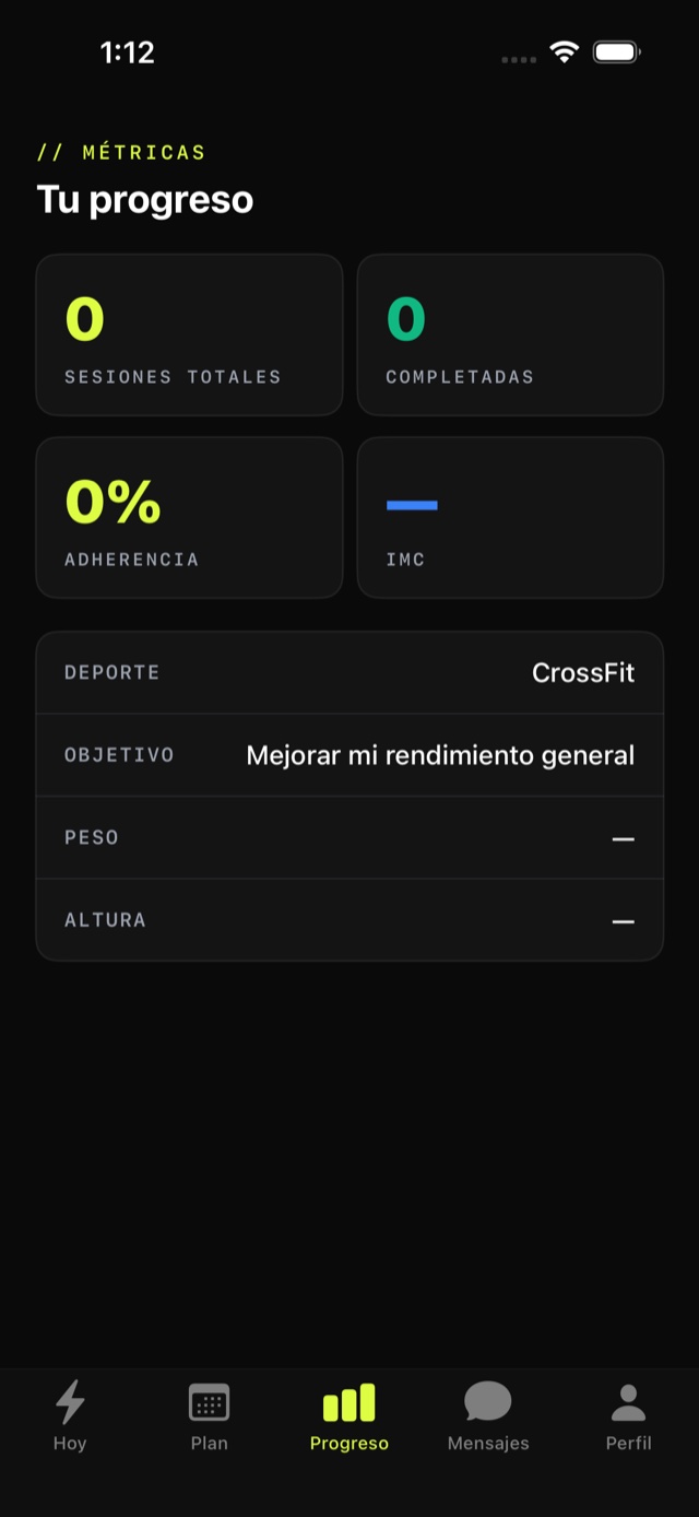 App iOS de BUNKER — el plan del día del atleta