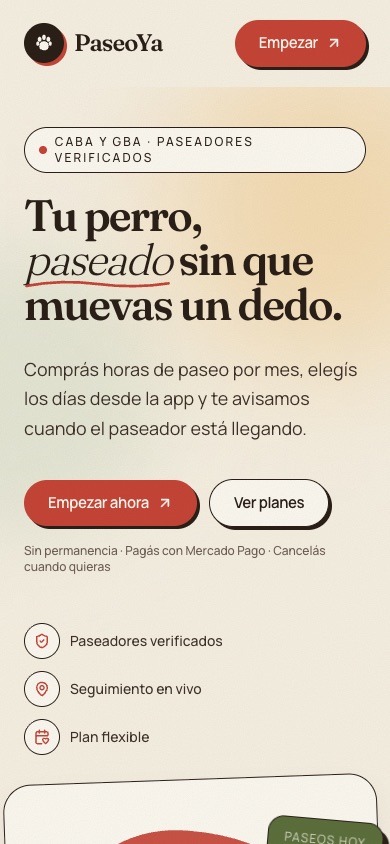 PaseoYa en mobile